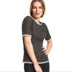 CAbi Coco Shell Boucle Knit Short Sleeve Sweater